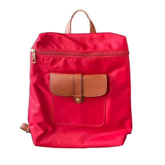 Hanna Grace Handbags - Hanna Grace red backpack bag with compartments top handle and bottom studs